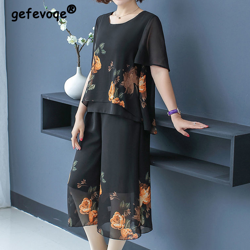 Vintage Fashion In 2025 - Elegante Mode Blumendruck Spitze Kurze Sets