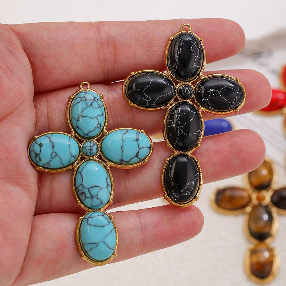 Vintage Fashion Nova - Edelstahl-Anhänger Vintage Großes Kreuz-Charm für Schmuckverbinder,