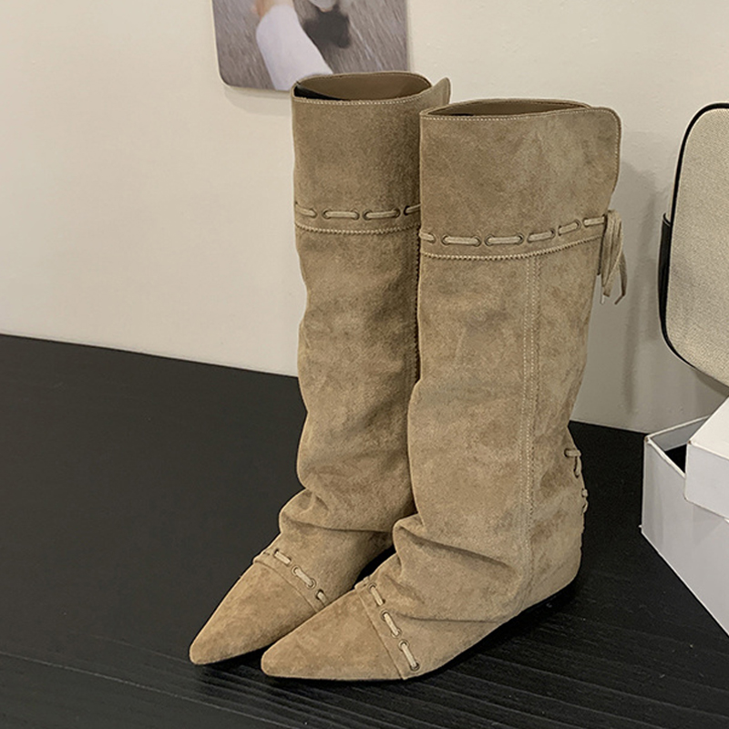 Vintage Fashion Designer - Liyke Mode-Design Kordel Spitze Up Kniehohe
