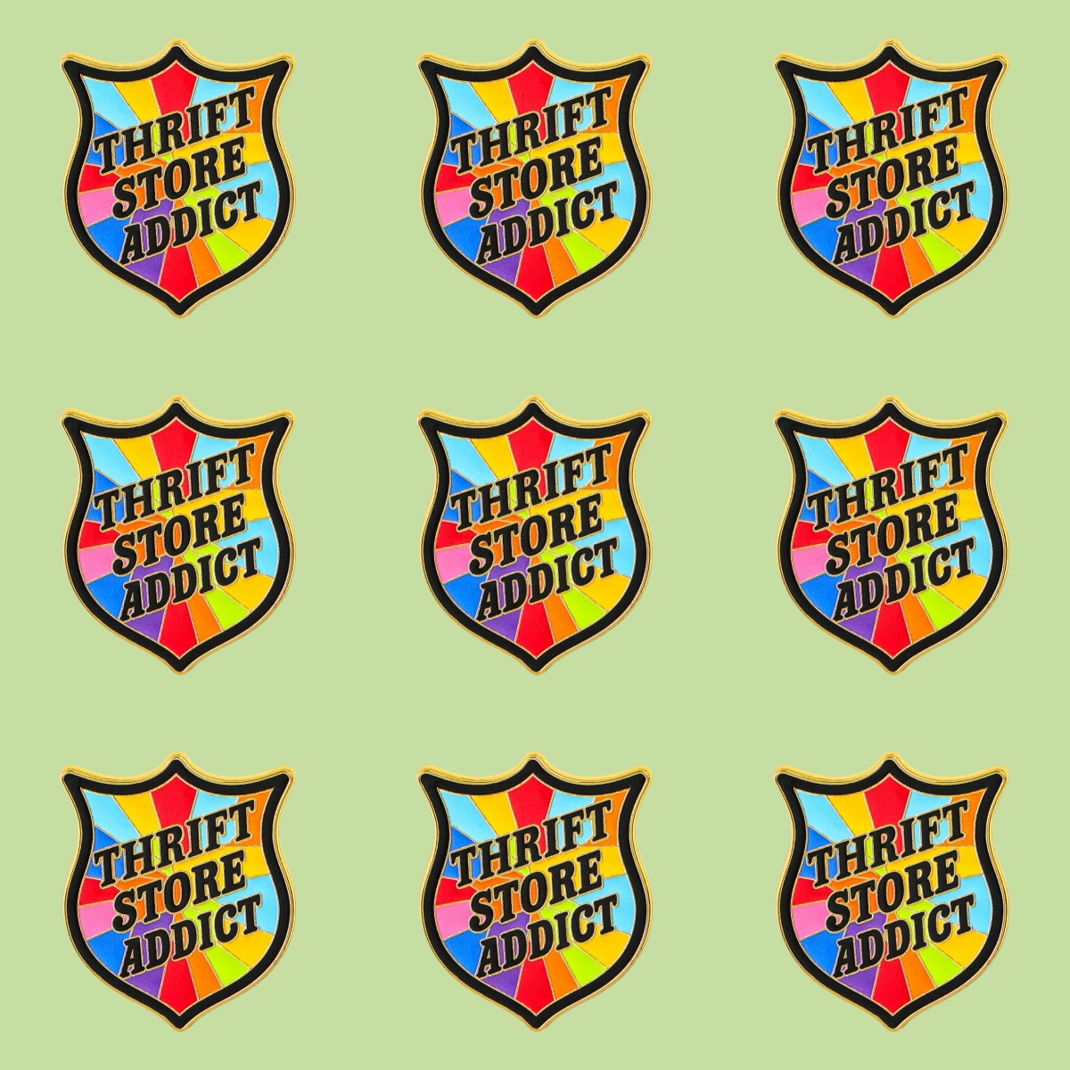 Thrift Vintage Fashion Usa - 9-teiliges Set THRIFT STORE ADDICT Emaille-Pin