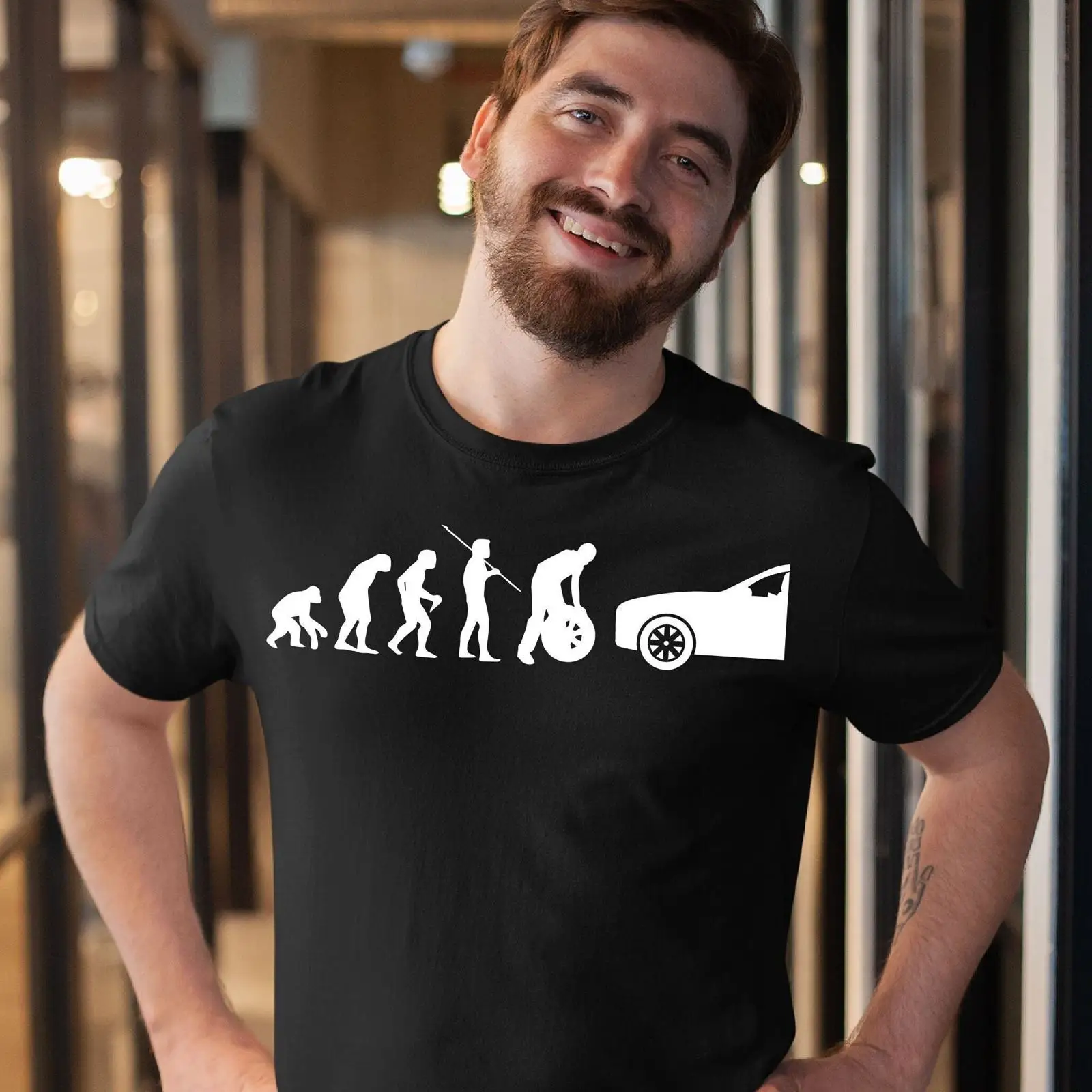 Vintage Fashion Wheel - Lustiges Tire Guy Evolution T-Shirt für