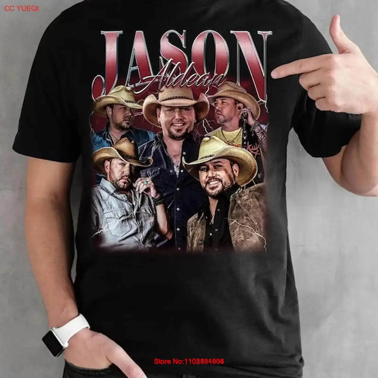 Vintage Fashion Collage - Jason Aldean VTG Collage schwarzes T-Shirt
