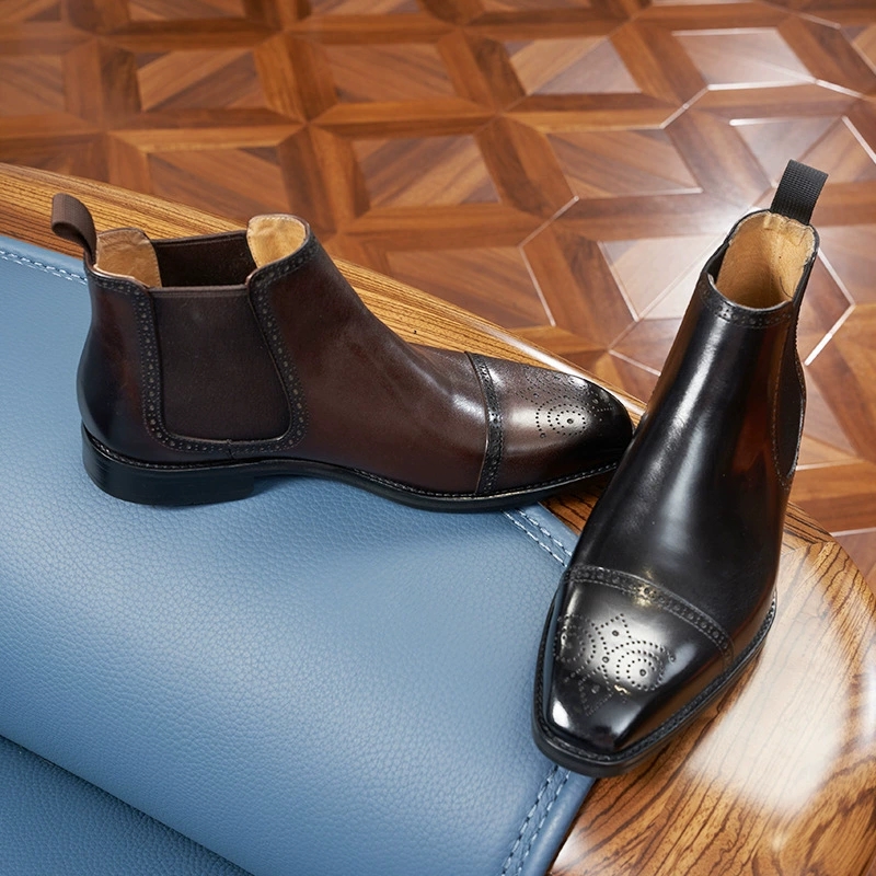 Vintage Fashion Designer - Vintage italienische Herren-Chelsea-Stiefel, luxuriös, echtes Leder,