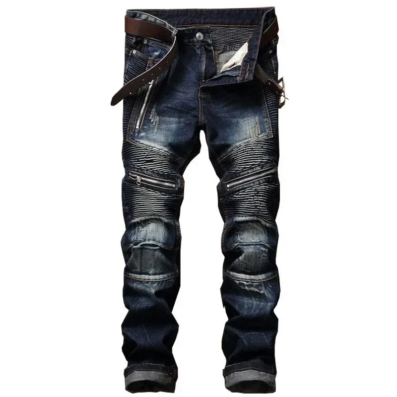 Retro Track Pant - Punk Street Style Zerrissene Dünne Jeans