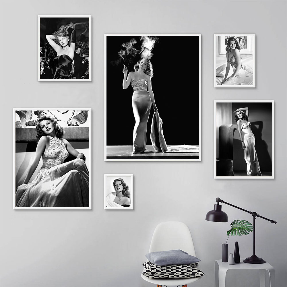 Rita Hayworth Poster, Schwarz  – Vintage Fashion Illustration Bewertung und Preis